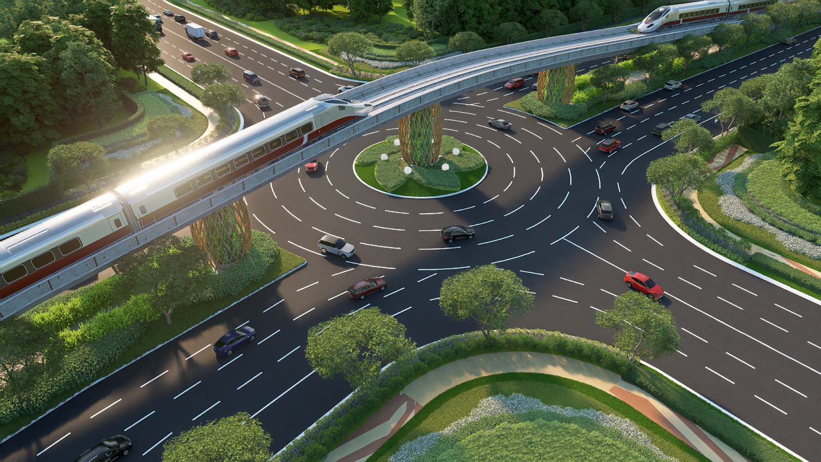  Tuyến đường tỉnh ĐT.975 và tuyến LRT sẽ tạo nên hạ tầng giao thông hiện đại trên đảo Ngọc (Ảnh phối cảnh)