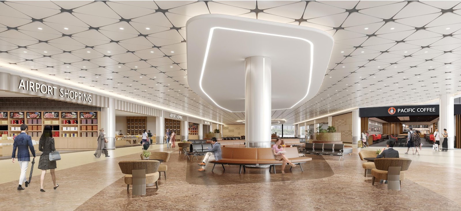 Aedas - the design firm behind the arrivals hall interiors, is ranked among the world’s top 10 architecture firms, renowned for its high-rise, commercial, and luxury resort projects.
