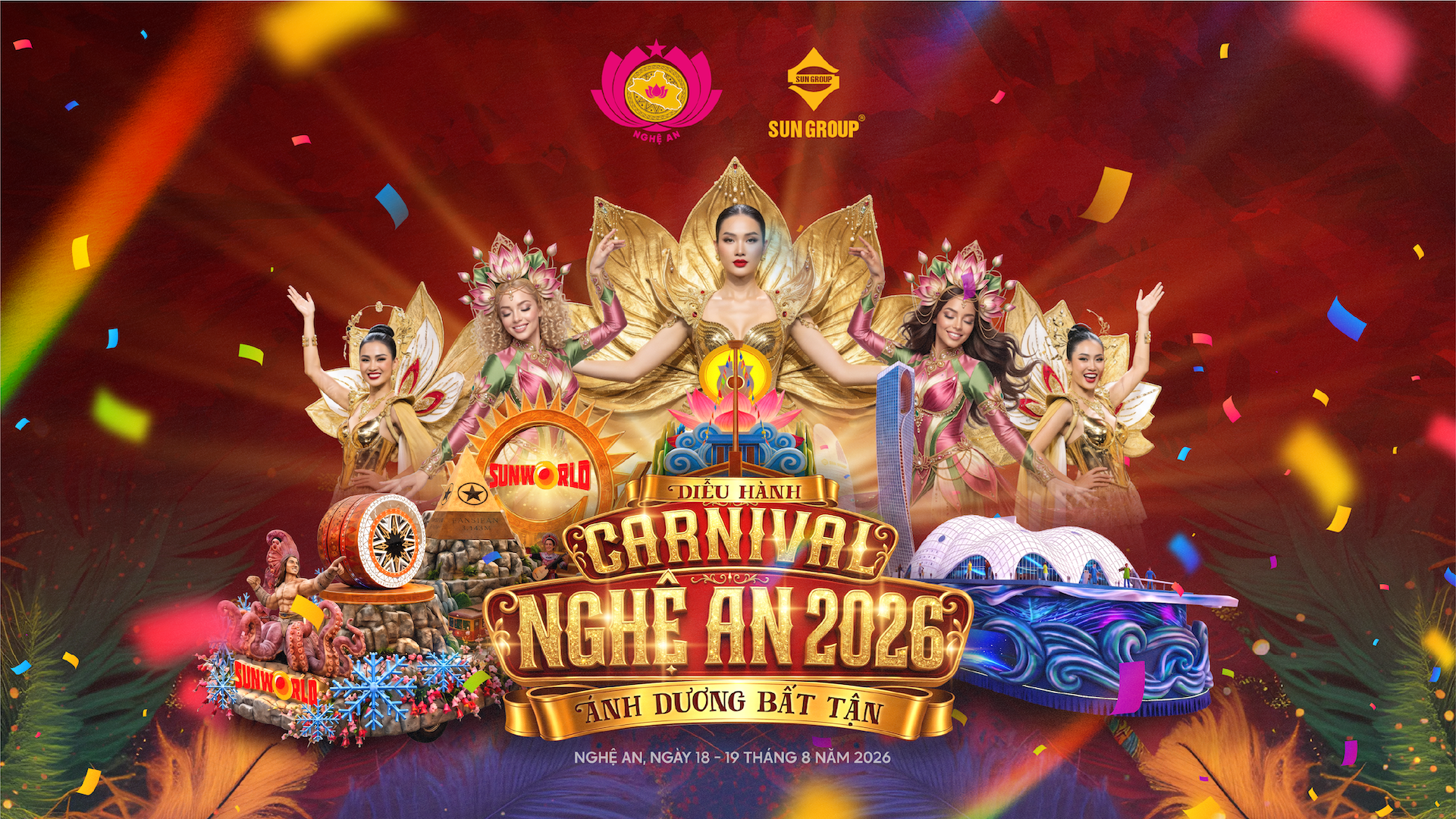 Sự kiện Carnival và đại nhạc hội quy mô lớn hứa hẹn sẽ "đốt cháy" không khí Nghệ An trong hai ngày 18 và 19/8.